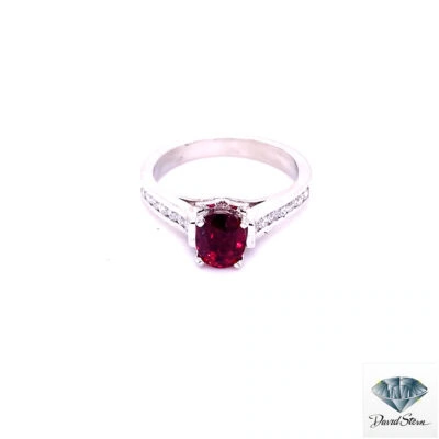 1.31 CT Oval Ruby Faceted Couture Ring in 14kt White Gold