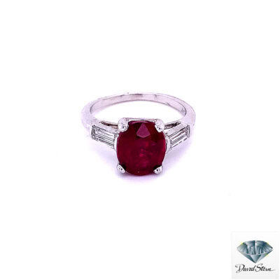 2.20 CT Oval Ruby Faceted Cluster Ring in Platinum