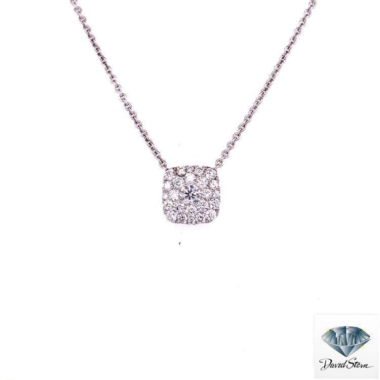 0.80 CT Round Faceted Diamond Couture Necklace in 18kt White Gold.