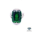 15.38 CT Cushion Tourmaline Faceted Couture Ring in 18kt White Gold.