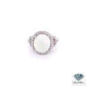 4.50 CT Oval Opal Cabochon Couture Ring in 14kt White Gold.